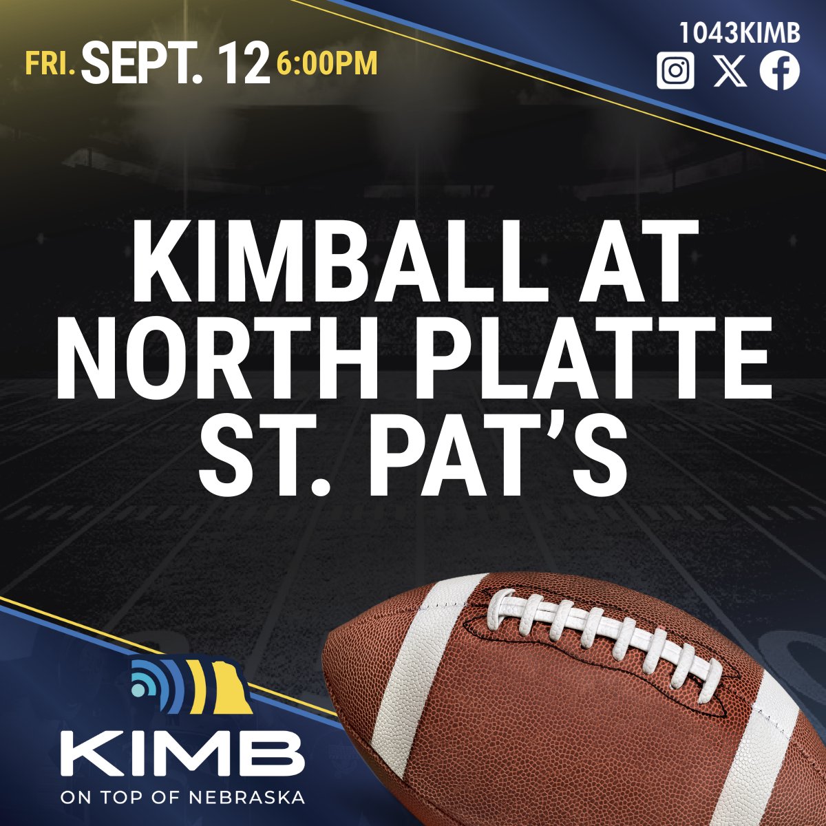 🏈 Friday on The Big Boy (98.7 FM), Cheyenne County Country (1340 AM, 95.7 FM) and 1043 KIMB.

🚂 LISTEN LIVE: player.listenlive.co/74951
🤠 LISTEN LIVE: player.listenlive.co/74941
🏔 LISTEN LIVE: player.listenlive.co/74931/en

🔗 Broadcast schedule: panhandle.newschannelnebraska.com/story/52490270…

#NebPreps