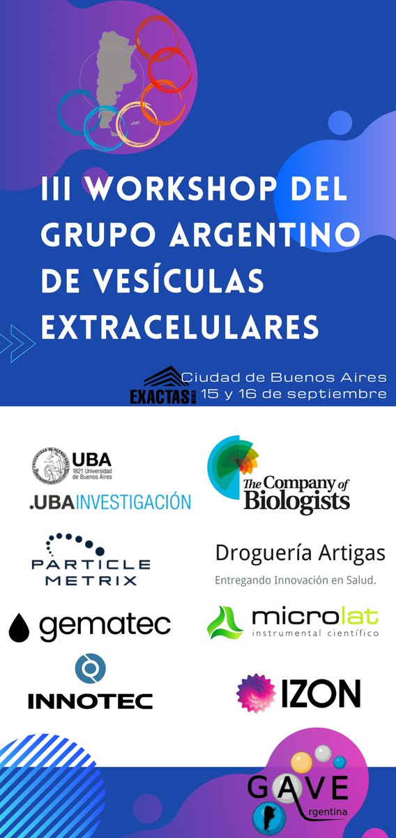 gave_arg's tweet image. ⏳FALTAN 6 DÍAS
Pronto nos volveremos a encontrar para compartir nuestro interés y pasión por la investigación en el campo de las vesículas extracelulares.
Los esperamos!!
@UBAInvestiga @Co_Biologists @Particle_Metrix @gematec_srl @IzonScience
