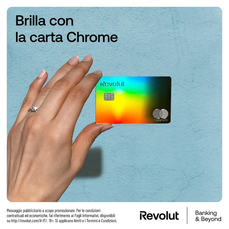 Revolut's tweet photo. Apri un conto Revolut in 5 minuti e inizia ad usarlo subito con le carte virtuali