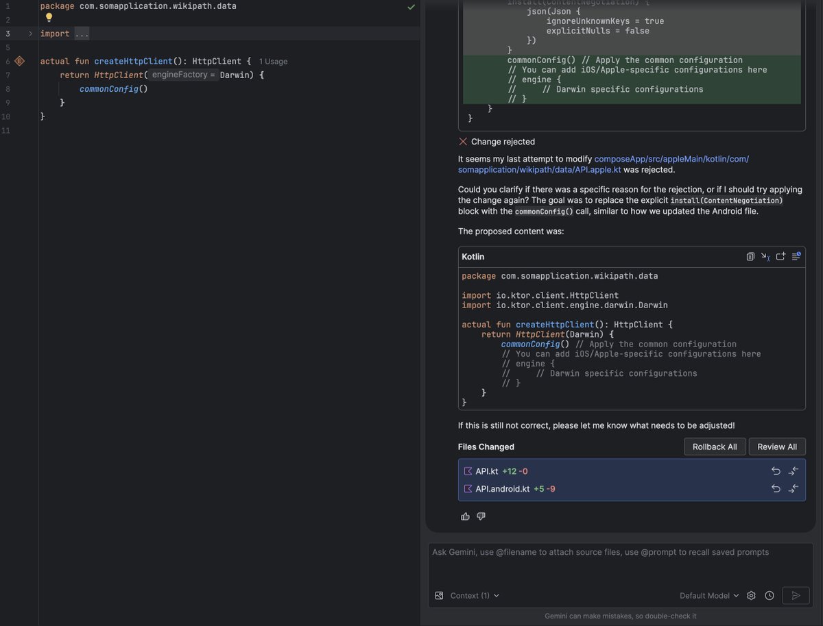 ProdCoder's tweet image. Day 9 of #shipaton trying out Gemini in android studio. It's okayish for some things like generating tests, handles multiplatform a bit. But feels too slow to work with 👎