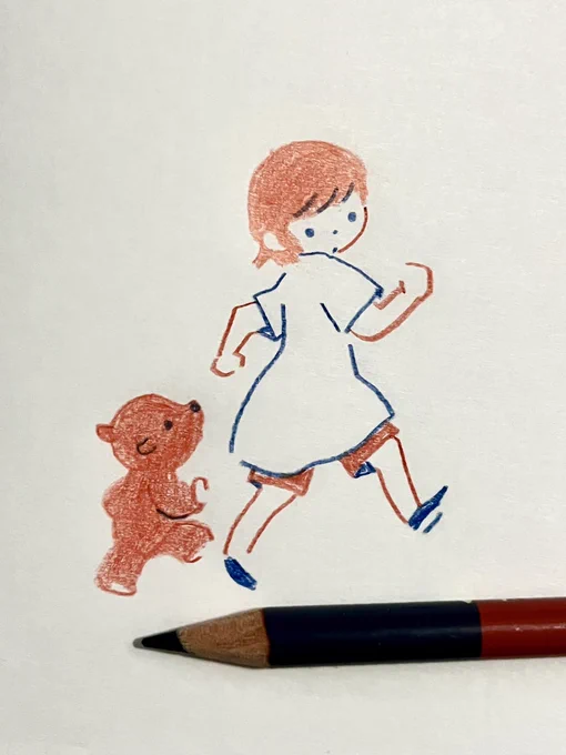 赤青鉛筆で描いています