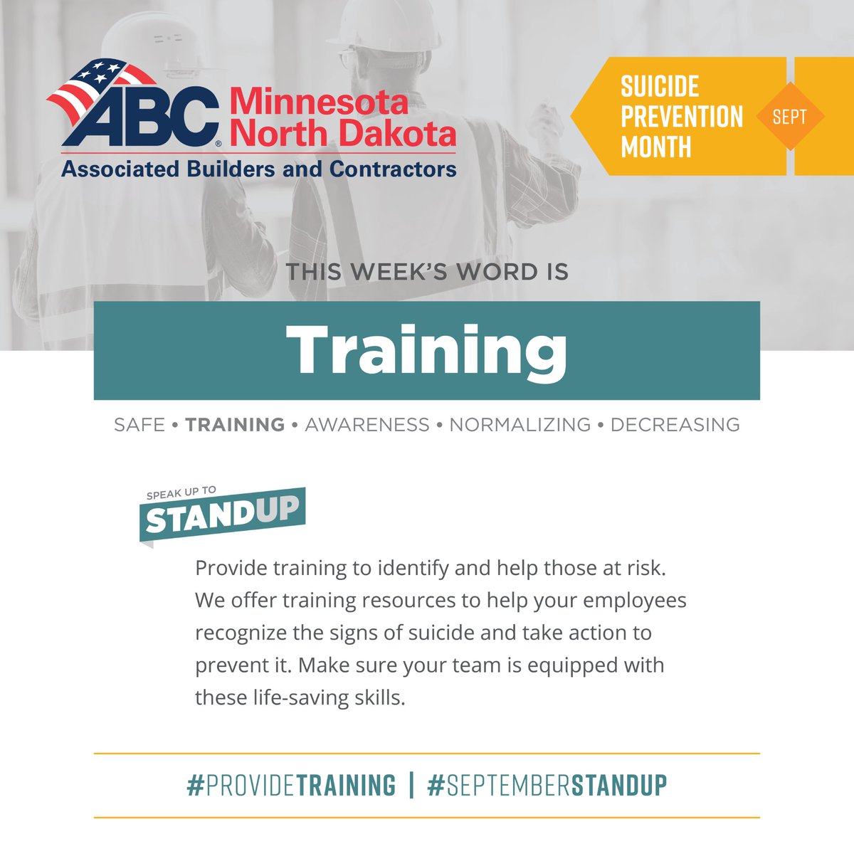 Navigating risk factors in construction takes teamwork. Empower your leaders with Training Toolbox Talks to support and guide crews through these important conversations. 
📂 Download here #ABCMNND #ABCMeritShopProud