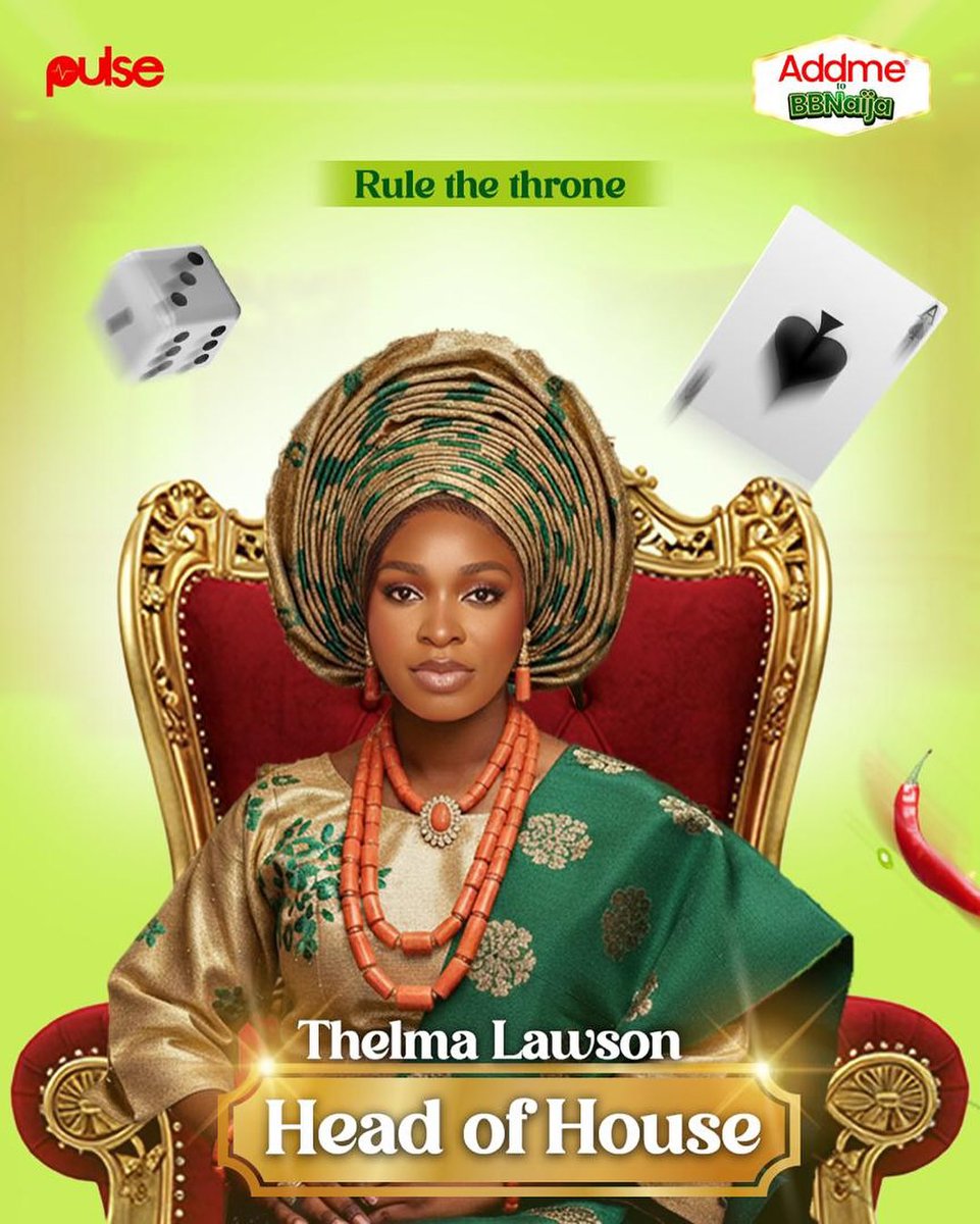 PulseNigeria247's tweet image. Say hello to the new head of house - Thelma Lawson! 

Brought to you by @addmenigeria 

#AddmetoBBNaija #Addme #BBNaija