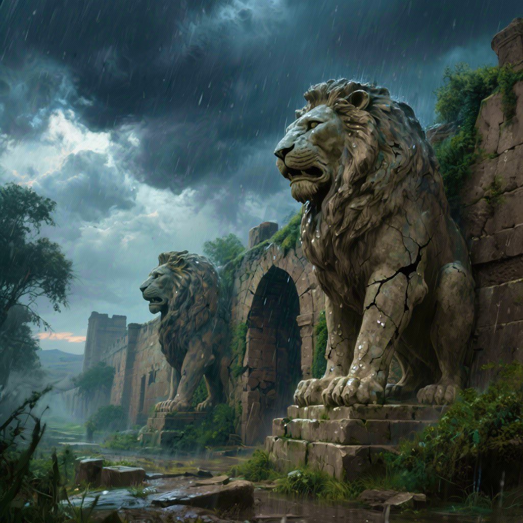 Vistaria0's tweet image. Once kings, now dust beneath thunder. 
#Babylon #AncientMythology #DarkFantasy #GothicScenes #EpicArt