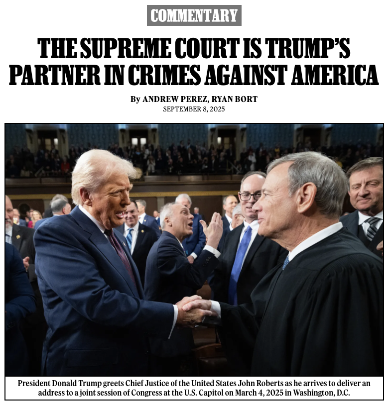 Instead of trying to rein in Trump’s authoritarian urges, the justices have become his accomplices. 

Commentary: rollingstone.com/politics/polit…