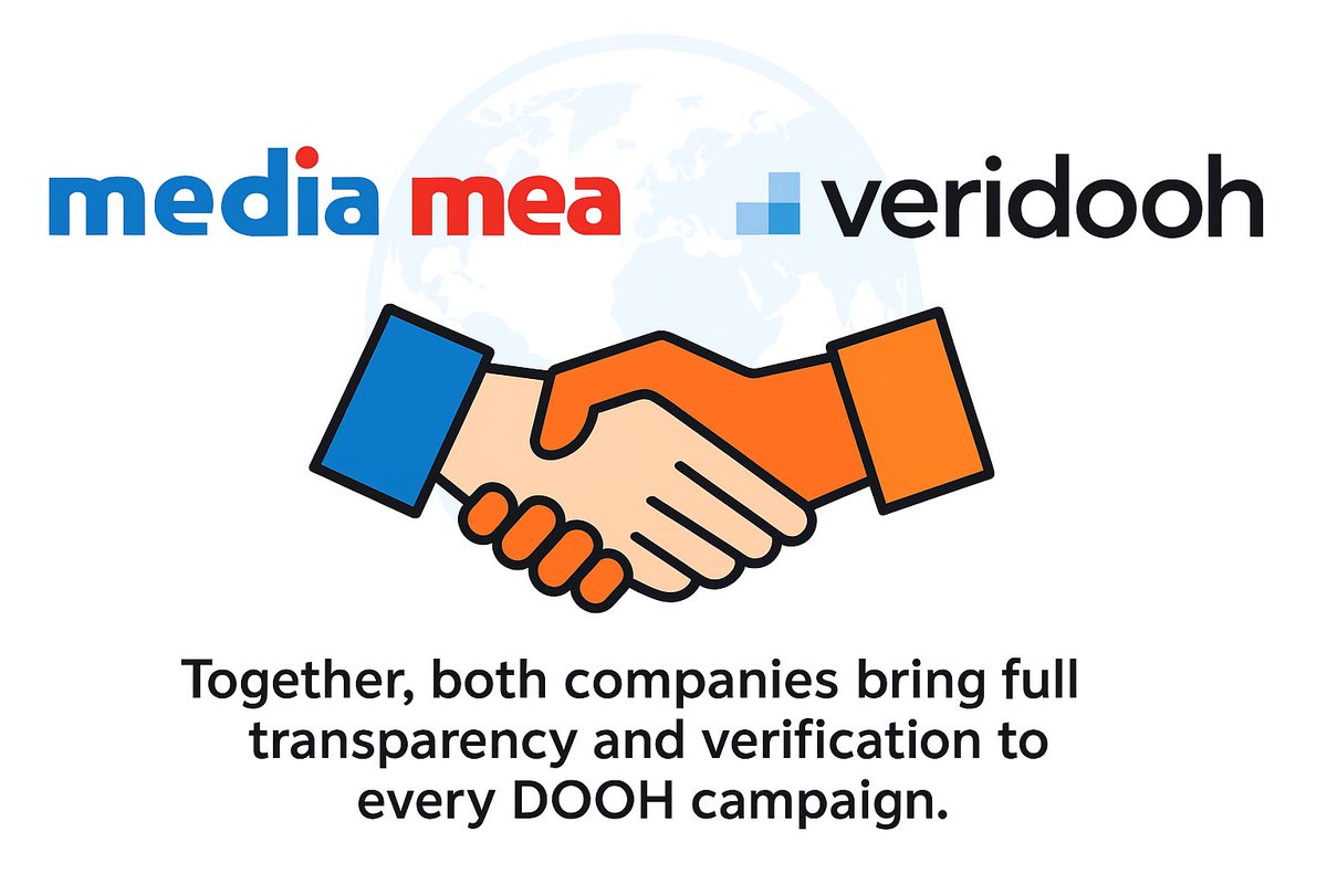 Big news: media mea x Veridooh 🚀

Together we’re bringing transparency + accountability to DOOH campaigns worldwide. <a href="/veridooh/">Veridooh</a> #DOOH #AdTech #mediamea #Veridooh