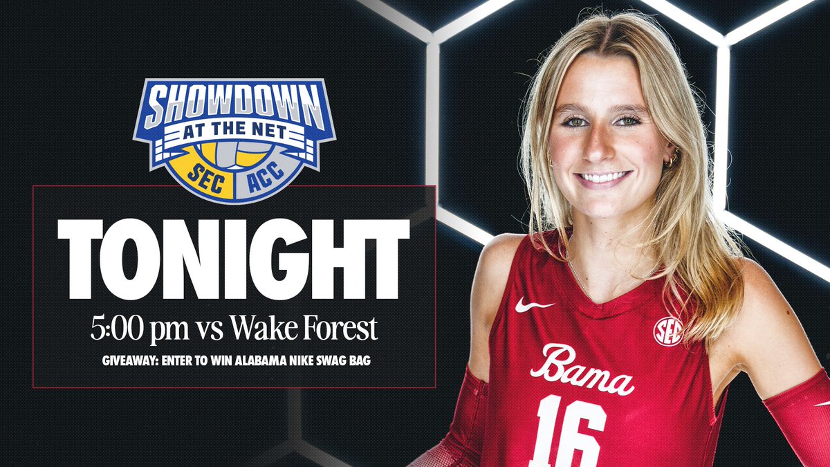 We will see 🫵 at Foster Auditorium TONIGHT, show up and show out!!

🆚 Wake Forest
📍Foster Auditorium
⏰ 5:00 PM CT

#RollTide | <a href="/AlabamaVBall/">Alabama Volleyball</a>