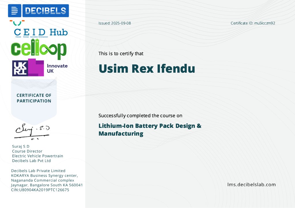 rex_usim's tweet image. I would like to extend my gratitude to @CeidHub, Celloop Limited and Decibels Lab, and their team, who provided me this learning opportunity. 

#BatteryPackDesign #EnergyStorage #Innovation #Certified