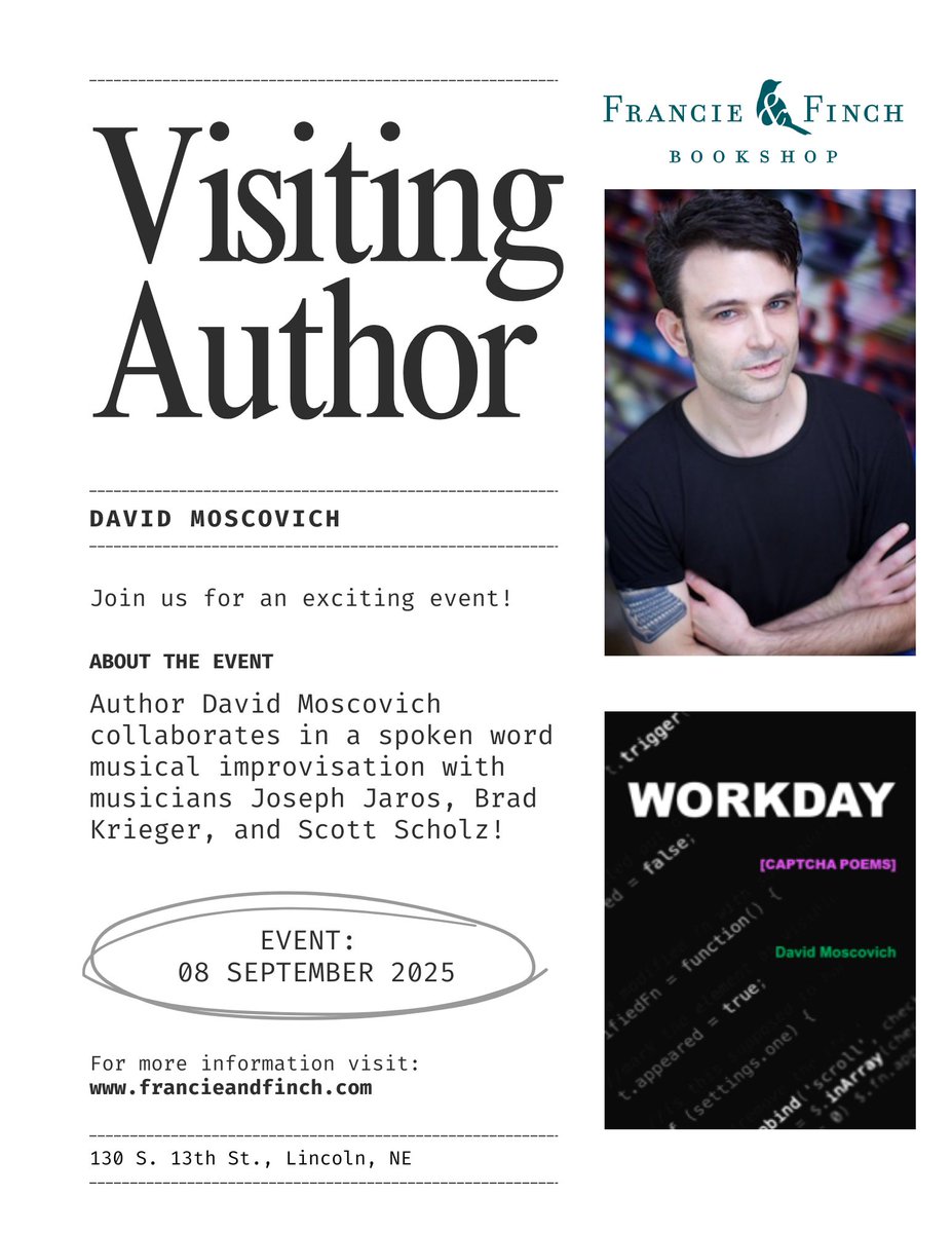 davidmoscovich's tweet photo. TODAY!! in Lincoln, NEB. @GeoffreyGatza  #bookstagram   #poetry  #newbooks  https://t.co/3LbYjGKXYv https://t.co/kH22FnEhbH
