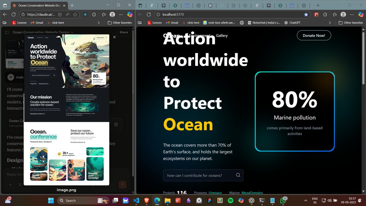 HarshKharw26262's tweet image. The difference between Left Image and Right Side is Insane and btw i was using Claude u can see....
#devlopment #ai #FrontendDevlopment #reactjs