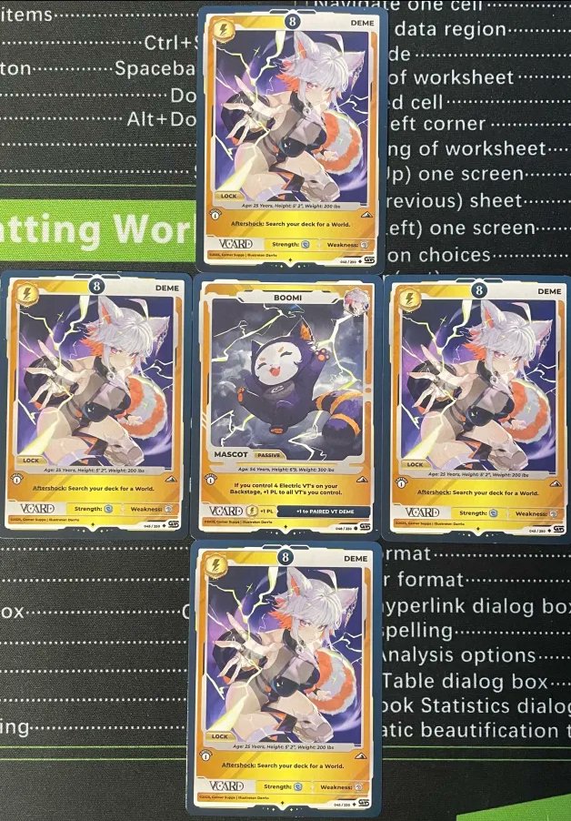 SleepynStinky's tweet photo. @demenishki All my pulls from the 2 first ed boxes I got! So glad I got the Deme 10 card but no holo Boomi SAJ

Ignore the Excel shortcut mousepad 0 https://t.co/ln9R3N2Lr1
