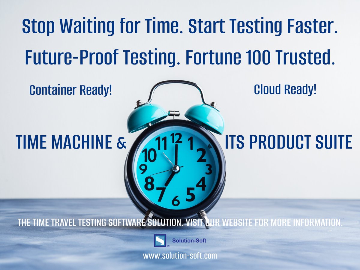 SolutionSoftTM's tweet image. Testing date-sensitive apps shouldn’t take forever. Time Machine® accelerates testing by 3–10x (60x in Kubernetes/OpenShift!). Future-proof your projects. 👉 solution-soft.com/product-overvi…
#DevOps #CI\CD #TimeTravelTesting #SolutionSoftTimeMachine