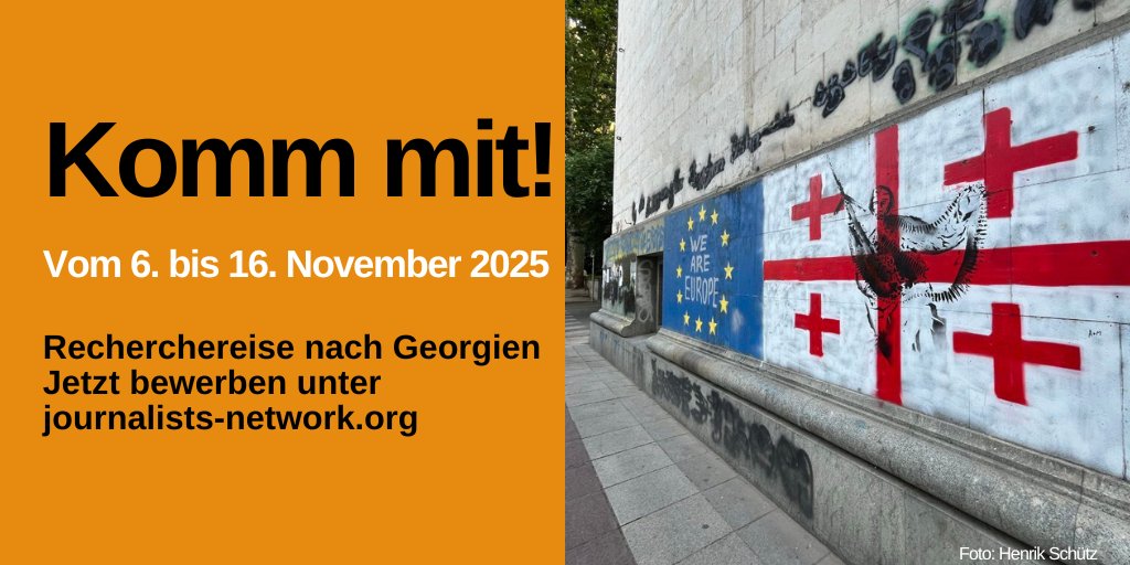 j_network's tweet image. Jetzt bewerben auf unsere @j_network-Recherchereise nach #Georgien!🇬🇪 
Darum geht's: Georgiens Zukunft - Russland oder Europa?
📅 Vom 6. bis 16. November
⌛Bewerbungsschluss 25. September 2025 
Alle weiteren Infos hier: journalists-network.org/georgien/