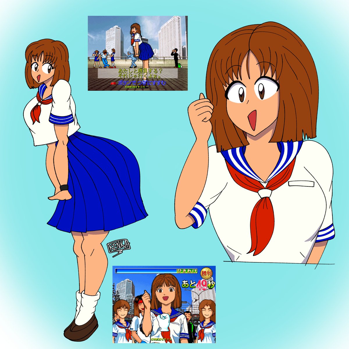 This janken arcade game girl's been haunting my youtube alogrithm so I drew her lol