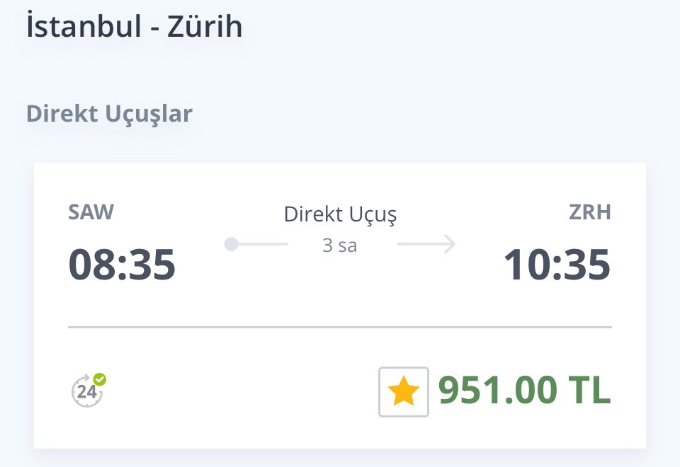 istanbul - zürih uçak bileti 951 tl
yurtdışı çıkış harcı 1.000 tl
