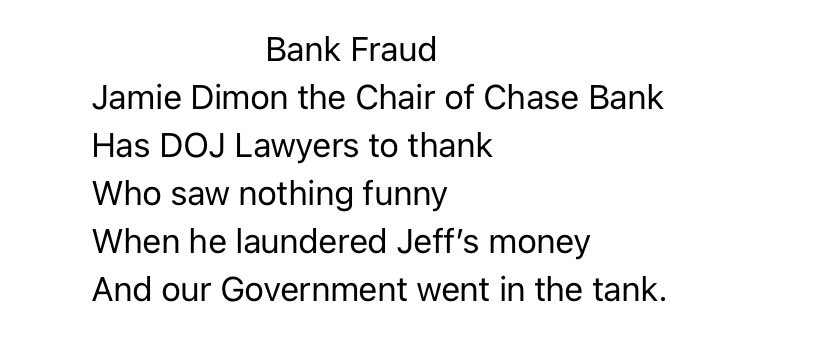 LouC17's tweet image. #ReleaseAllTheEpsteinFiles #JamieDimon #ChaseBank #DOJLawyers #resistanceLimericks @Mick_Limerick @Libericks @trumplimericks2