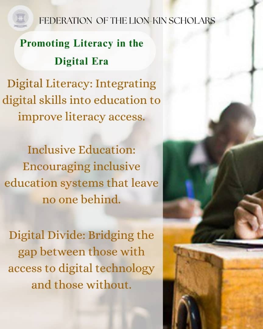 LionKinScholars's tweet photo. Literacy opens doors to opportunity, equality &amp; a better future.
Digital skills matter now more than ever. Let’s bridge the #DigitalDivide and make learning accessible for all.

#LiteracyDay2025. https://t.co/ZEDwNNjb3u