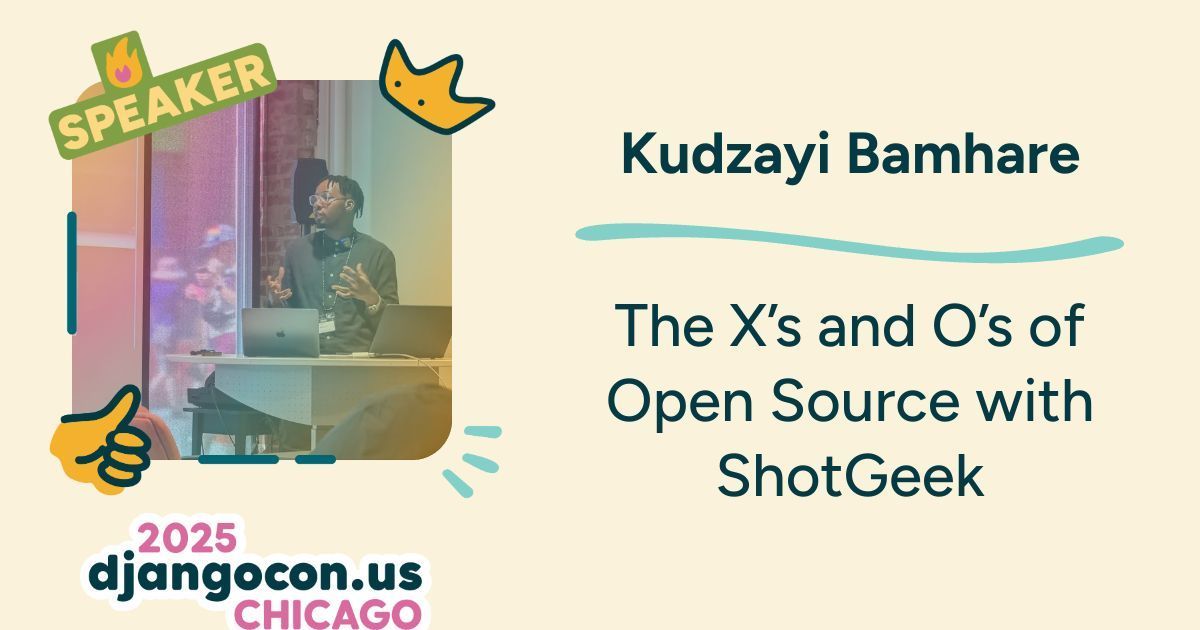 ShotGeek Track:
🏈 Track 2 starting now!

"The X's and O's of Open Source with ShotGeek"

Game planning your open source strategy! Learn the tactical playbook for successful open source project management 📋

#DjangoConUS #ShotGeek #OpenSource #Strategy #Django #Playbook