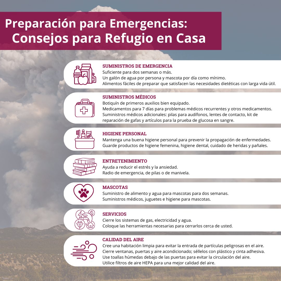 NMExtensionPubs's tweet image. 🚨 ¡No esperes a que ocurra un desastre! Este #MesDeLaPreparación, prepárate con conocimiento. ¡Nuevo México, prepárate!
Evacuación: pubs.nmsu.edu/_g/G110/index.…
Refugio en casa: pubs.nmsu.edu/_g/G109/index.…

#NMSU #ExtensiónNMSU #Emergencias #NuevoMéxico