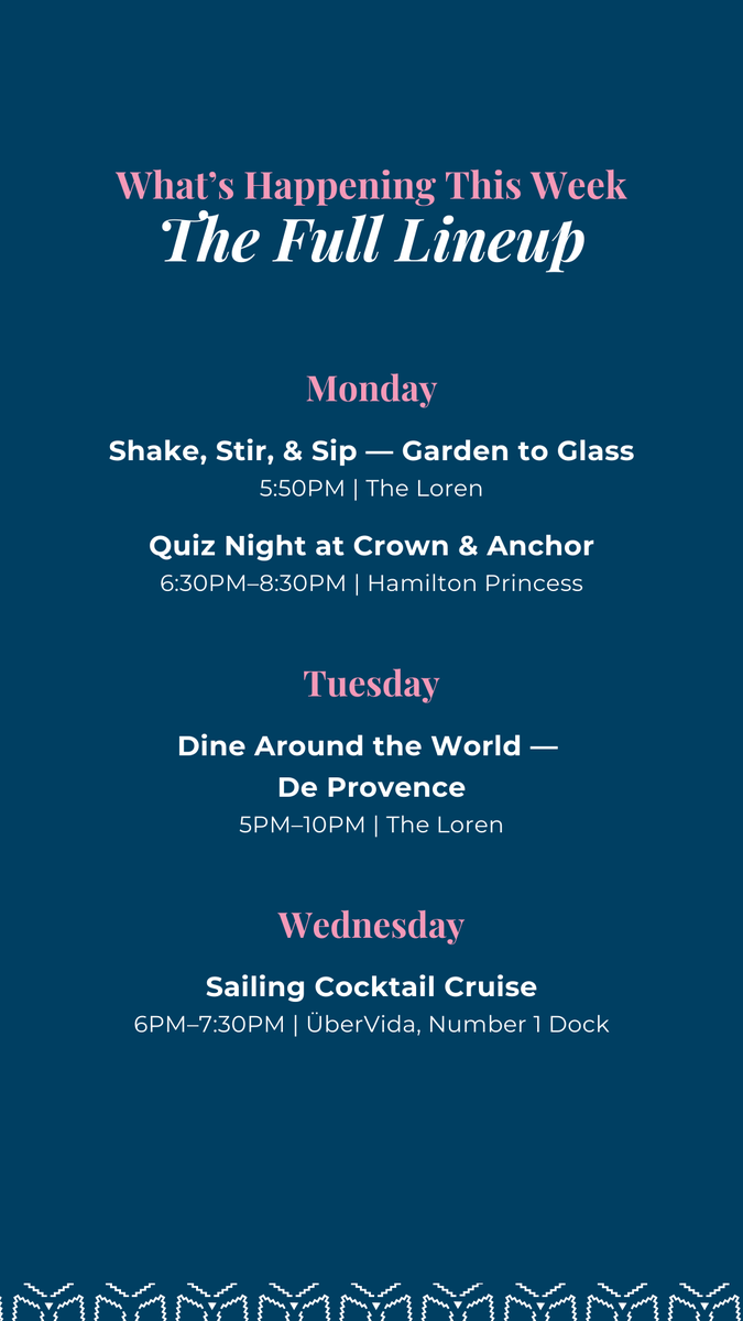 Bermuda's tweet photo. #BermudaEvents This Week: September 8-14 

Get the full lineup here: https://t.co/3PHrhJtEZB 

#GoToBermuda https://t.co/jzNhNJEhix