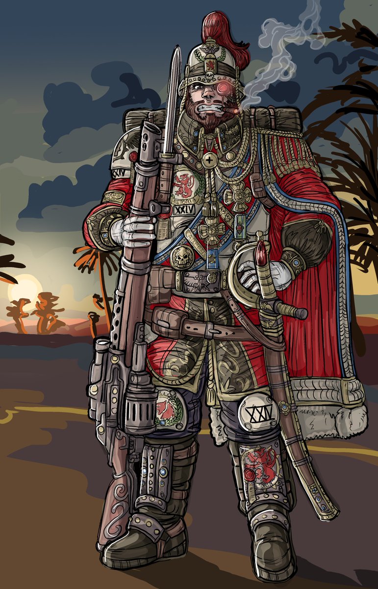 AetherRabbit's tweet image. Praetorian Guard Colonel, XXIV Regiment, before the Massacre at Big Toof River
#wh40k #imperialguard #praetorianguard