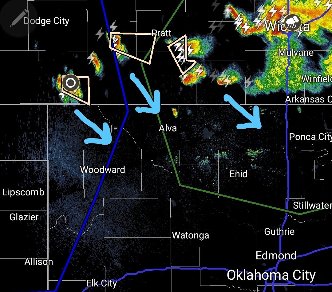4:40P Monday - Storms are firing quickly in SW Kansas and will be moving into northern and northwestern Oklahoma!  Very large hail and a brief tornado threat will exist through 10PM!

A Severe Thunderstorm Watch is possible soon! #okwx