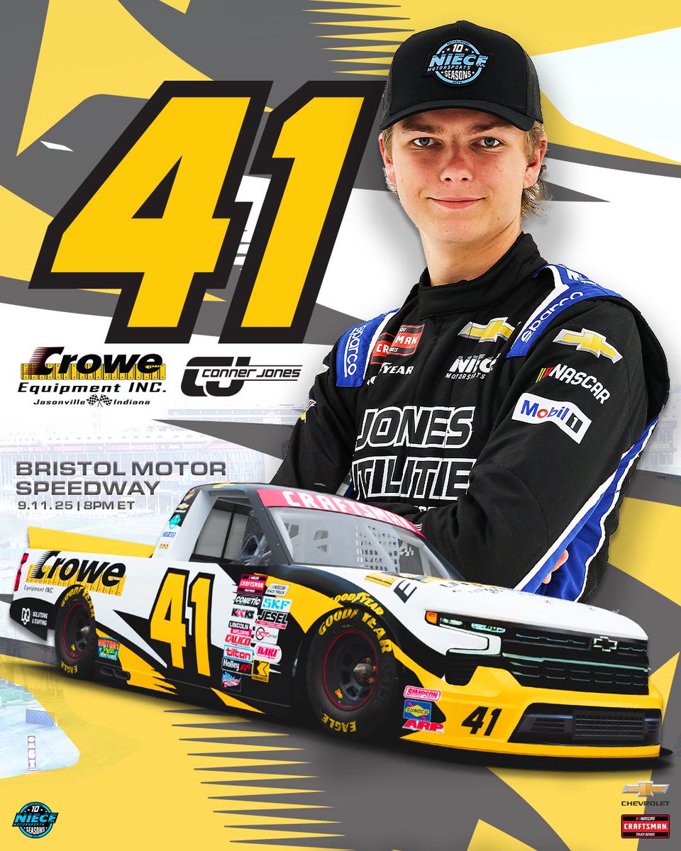 Crowe 🤝 Jones 

We’re excited to have <a href="/connerjones88/">Conner Jones</a> back behind the wheel this week at @itsbristolbaby in the No. 41 <a href="/CroweEquipment/">Crowe Equipment Inc.</a> Silverado! 

#PressTheAttack | #TeamChevy