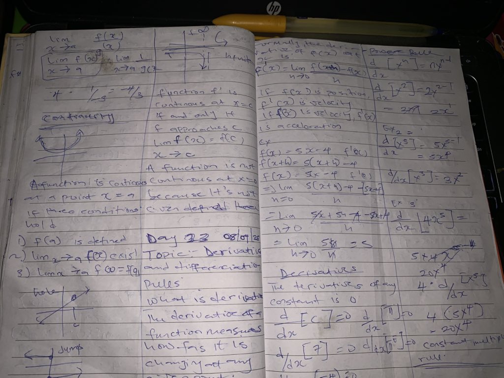 PromiseNwankw14's tweet image. 📘 Day 23: AI/ML Journey
🔹 Math → Calculus
• Continuity
• Derivatives
• Differentiation Rules (power, product, quotient, chain)
Derivatives = foundation of optimization in ML. Step by step 🚀
#AI #MachineLearning #MathForAI #Calculus #MumInTech