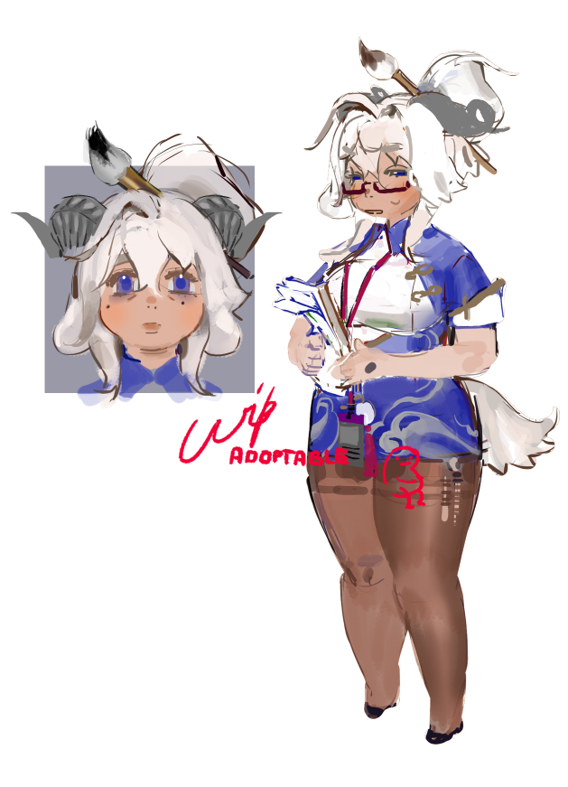 #wip #adoptable auction in 1-2 days(fr this time)
thinking about second colour palette for her  maybe