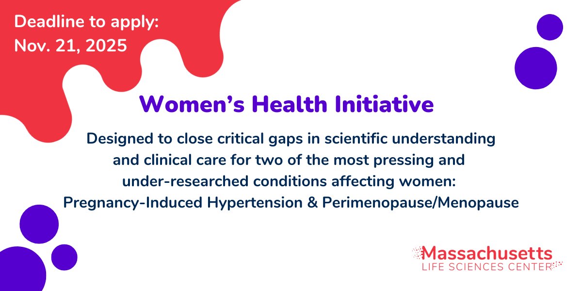 MALifeSciences's tweet photo. The MLSC Women’s Health Initiative ensures a broad spectrum of women’s health topics are addressed. This cycle, we're focusing on two critical, yet historically overlooked, conditions: Pregnancy-Induced Hypertension and Perimenopause/Menopause. https://t.co/xISYOxeICP