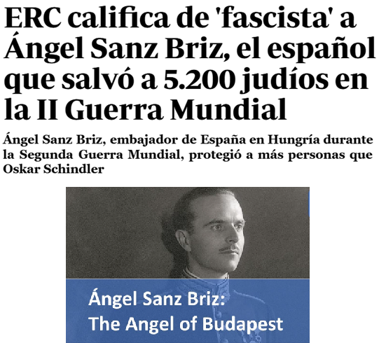 ERC, cuyas juventudes (JEREC) desfilaron uniformadas en Barcelona el año de ascenso de Hitler al poder con camisas pardas y admiraban a Mussolini, llama fascista a un hombre que se jugó su vida para salvar la de miles y reconocido "Justo entre las Naciones".

No tienen vergüenza.