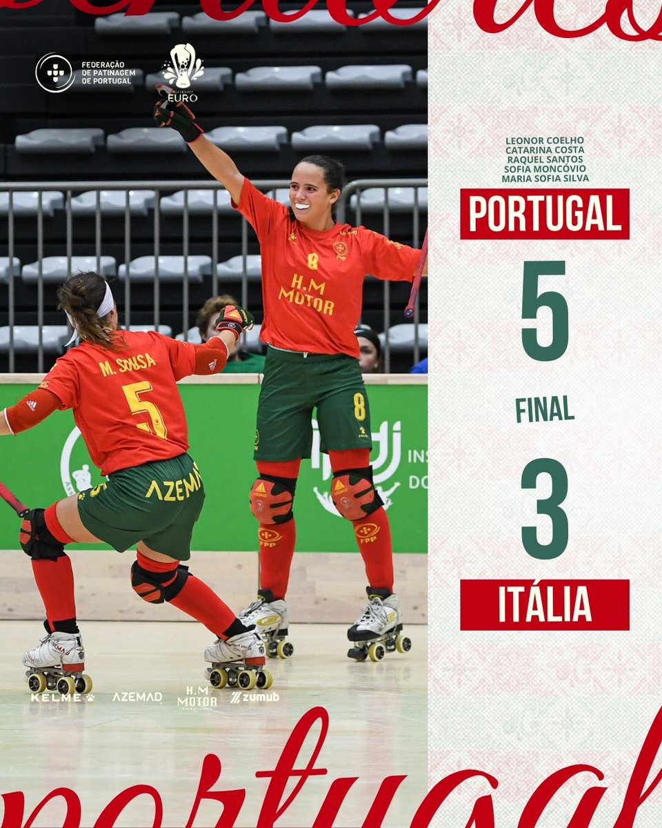OficialFPP's tweet photo. #WSEEuroWomen2025
𝗣𝗼𝗿𝘁𝘂𝗴𝗮𝗹 𝟱 x 3 Itália
#PortugalPorMais 🇵🇹
#PortugalSobreRodas #HóqueiEmPatins #KelmePortugal #Azemad #HMMotor #Zumub #EfficiencyMatch https://t.co/1RuSp8iZcJ