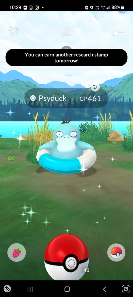 First research task, and we got the cutie! 🩵🦆✨️🥺 

#PokemonGO #ShinyPokemon #Psyduck #pogo