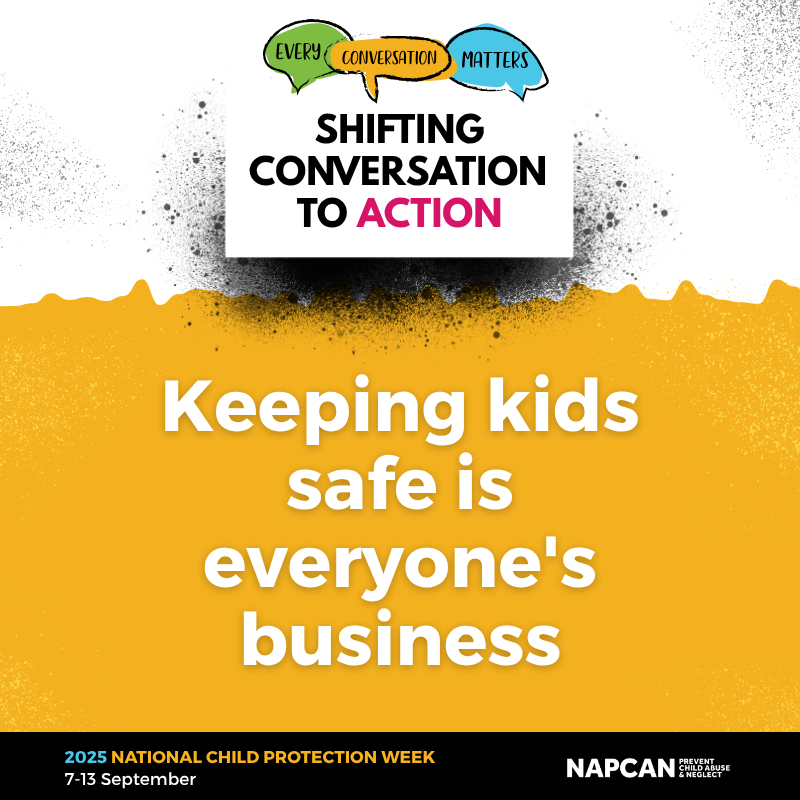StepTogetherAUS's tweet photo. National Child Protection Week 7-13 Sep is a powerful reminder that every conversation matters. Explore NAPCAN’s resources like Love Bites, helping young people aged 11-17 learn about respectful relationships, consent and safety