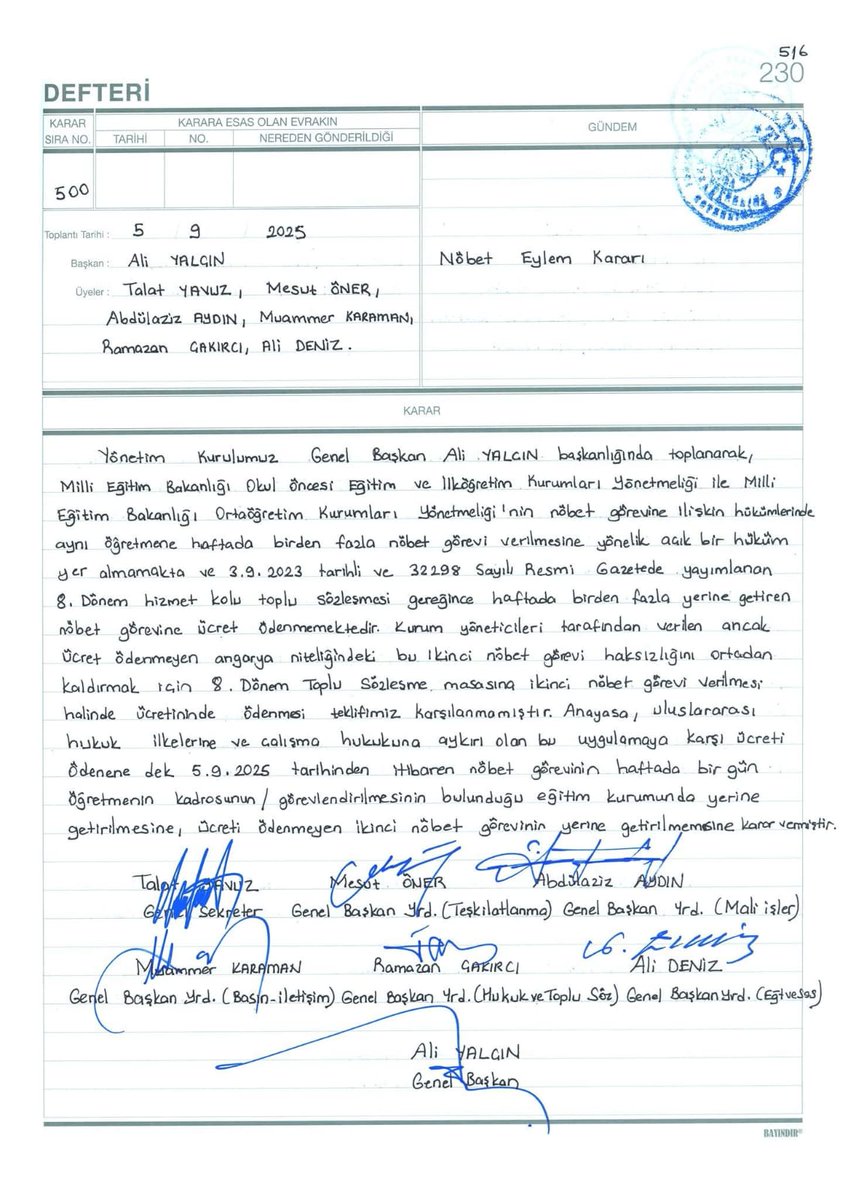 EĞİTİM-BİR-SEN:
HER ZAMAN VE DAİMA ÜYESİNİN YANINDA!
2025-2026  EĞİTİM ÖĞRETİM YILI EYLEM KARARLARIMIZI GÜNCELLEDİK:

1. Ücreti ödenmeyen ikinci nöbeti tutmuyoruz,
2. Angarya niteliği taşıyan zorunlu çalışma veya görevlendirmeleri kabul etmiyoruz,
3. Mesai dışı zorunlu mesleki