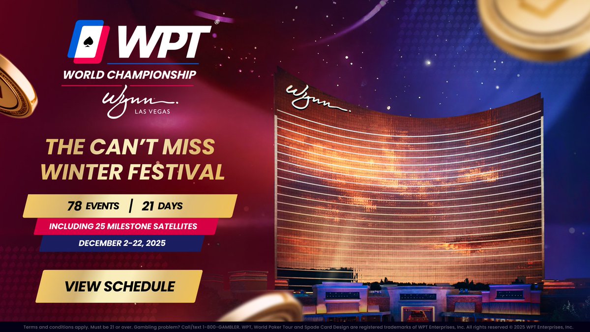 冬のラスベガスを代表するトーナメント「WPTワールドチャンピオンシップ」全日程公開！

bluffcatch.com/jp/article/816

#poker #WPT #WorldPokerTour #WynnLasvegas #Lasvegas #bluffcatch #pokernews