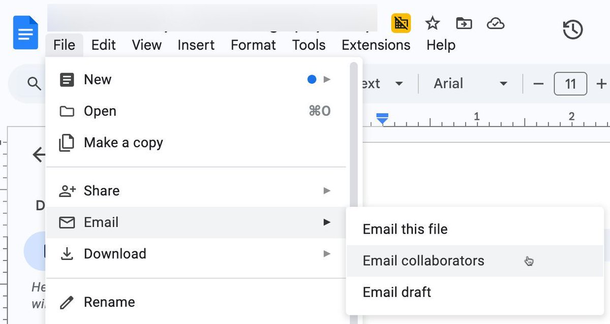 alicekeeler's tweet image. Email collaborators

Notify your teammates about updates or ask for feedback right from #GoogleDocs with 

File &amp;gt; Email &amp;gt; Email collaborators

What I like about this route is it includes the link to the document in the email, making it easy for them to jump in. 

#GoogleEDU…