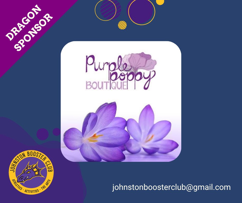 Johnston Booster Club (@jcsdboosterclub) on Twitter photo Thank you to our Dragon level sponsor, Purple Poppy Boutique for their generous donation and support of Johnston activities and athletics!
You can find more information about them at their website, purplepoppyboutique.com ! <a href="/JCSD__Athletics/">Johnston Athletics & Activities</a> <a href="/JohnstonCSD/">Johnston Schools</a> Thank you to our Dragon level sponsor, Purple Poppy Boutique for their generous donation and support of Johnston activities and athletics!
You can find more information about them at their website, purplepoppyboutique.com ! <a href="/JCSD__Athletics/">Johnston Athletics & Activities</a> <a href="/JohnstonCSD/">Johnston Schools</a>