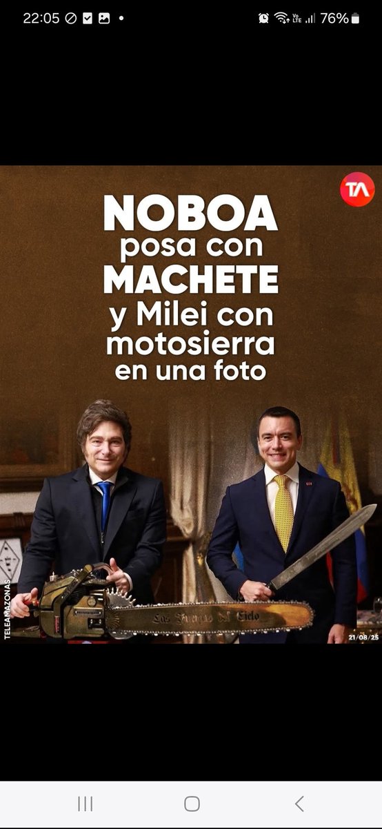 omarmaluk's tweet photo. La motosierra de @JMilei ha fallado y el machete de @DanielNoboaOk va por el mismo camino. https://t.co/sLyPX0Y37I