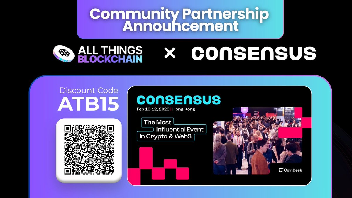 allthingsblock's tweet photo. We’re excited to share that All Things Blockchain is going international! 🥳

From our grassroots beginnings in Queensland, ATB has always been about community, connection, and education. Now, we're taking that same energy globally. 

We’re thrilled to announce our official community partnership with @consensus_hk 2026 hosted by @CoinDesk  the longest running event for blockchain, crypto, and Web3 innovation! 

As a community partner, we’re bringing you an exclusive 15% discount on tickets use our special code ATB15 to join us in Hong Kong In February 2026.

This is your chance to connect with industry leaders, innovators, and like-minded builders shaping the future of Web3. Don’t miss out!

#Consensus2026 #Blockchain #Crypto #Web3 #HongKong #ConsensusHK