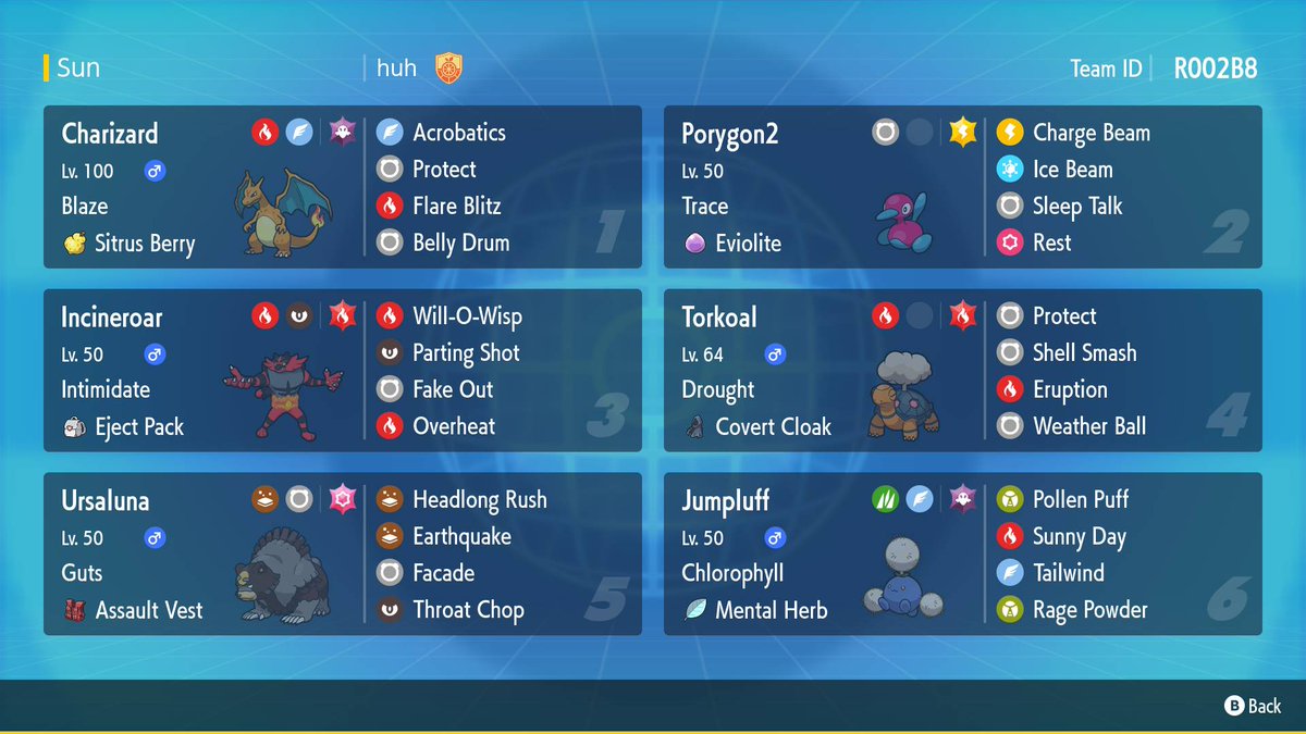 I helped build this team.  A Shell Smash Torkoal and Belly Drum Charizard team that, in CTS, looked like Marco Silva's LAIC winning team
Hope anyone who played against it in the GC had a good time 😅