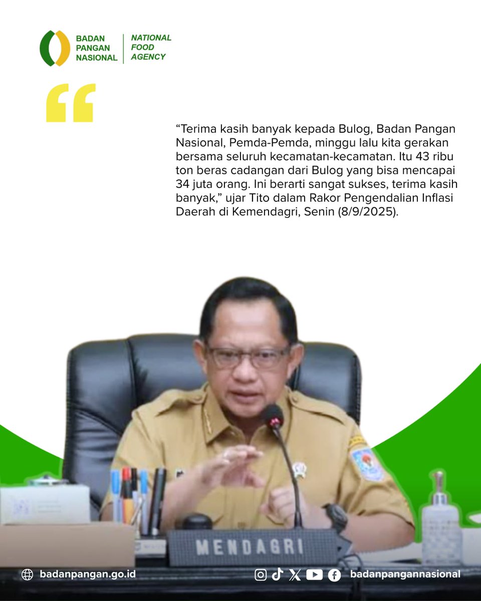Harga Beras Turun!
Jumlah daerah naik harga beras turun drastis dari 214 → 100 kab/kota, sementara daerah turun harga naik dari 58 → 105 kab/kota.

Gerakan Pangan Murah (GPM) + operasi pasar Bulog sukses menjangkau 34 juta orang dengan 43 ribu ton beras CBP.