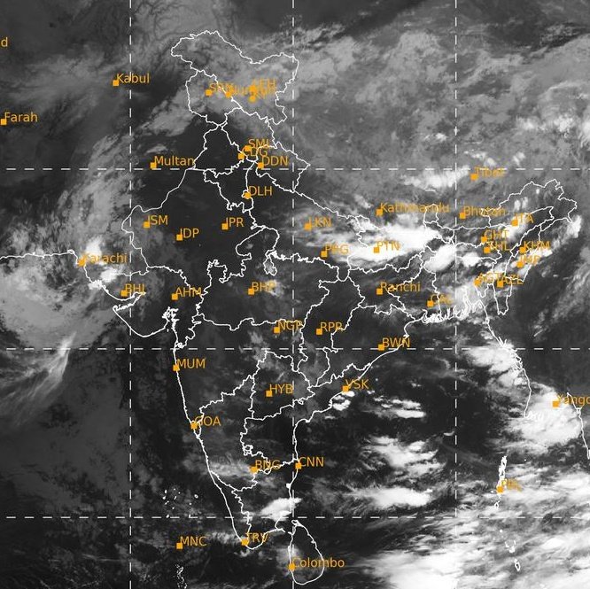 Satellite imagery from this morning - rainfall covering hardly 5% of #India right now. A much needed dry winds intrusion in the country pushing the #monsoon to take a break for the entire week.