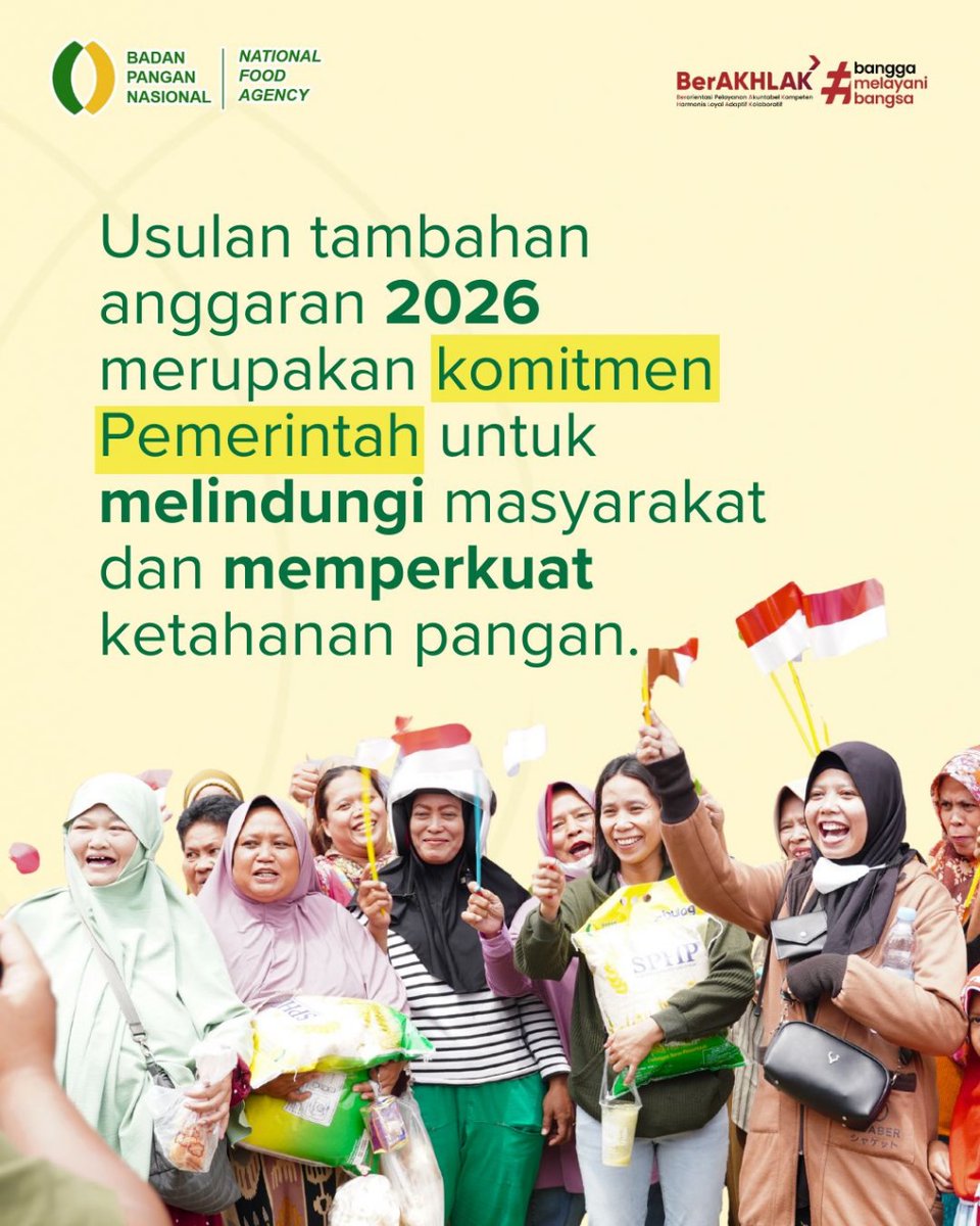 Pemerintah terus berkomitmen memastikan pangan tetap tersedia dan terjangkau bagi seluruh masyarakat Indonesia.

Usulan tambahan anggaran 2026 bukan sekadar angka, tetapi wujud nyata upaya melindungi rakyat dari gejolak harga.