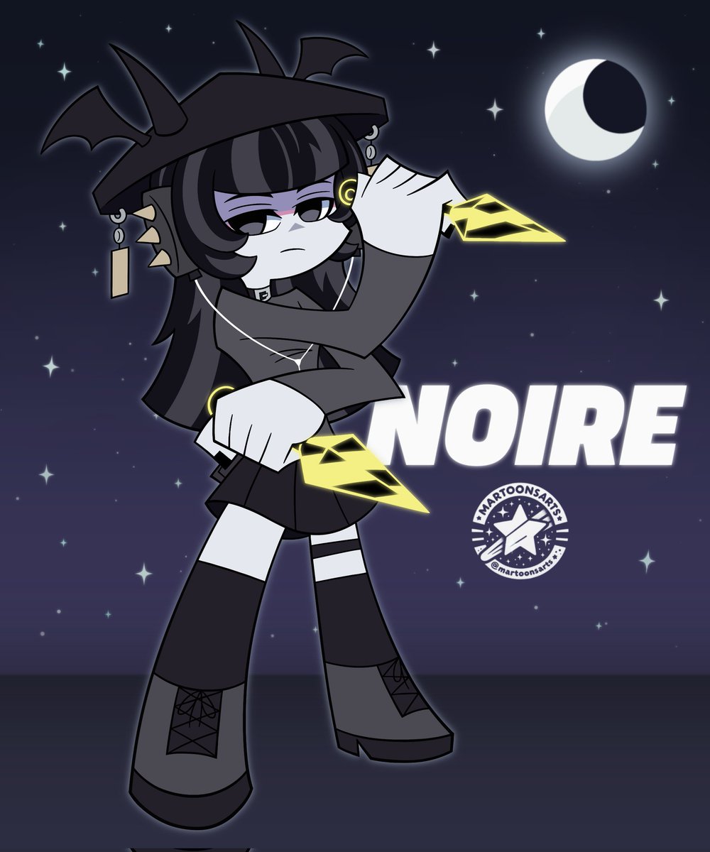 [C] P&amp;S: Noire 🖤🌙

Much darker than the other characters I've drawn but I've enjoyed it just as much! 😁

Thanks to @x_charakobk for having me draw this great oc!

#NewPSG #newpantyandstocking #pantyandstocking #pantyandstockingfanart #oc #anime #digitalart #commission #TRIGGER