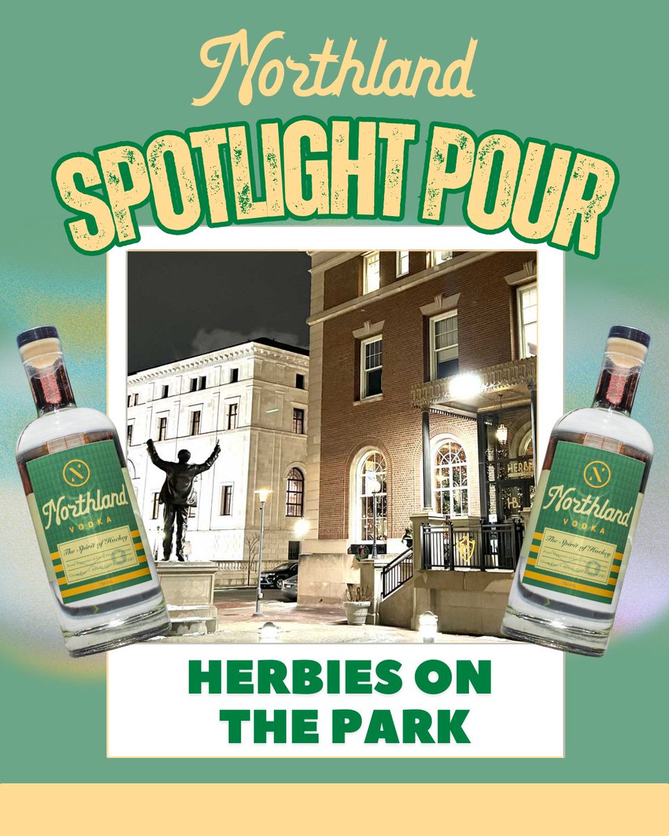 NorthlandVodka's tweet photo. 🏒 Northland Spotlight Pour 🏒
This week, we’re raising a glass to Herbie’s on the Park in Saint Paul... elevated game-day eats and a nod to hockey legend Herb Brooks.
Of course, you’ll find Northland Vodka in the mix!
#NorthlandVodka #MNMade #Herbies https://t.co/cfILm3bRR9