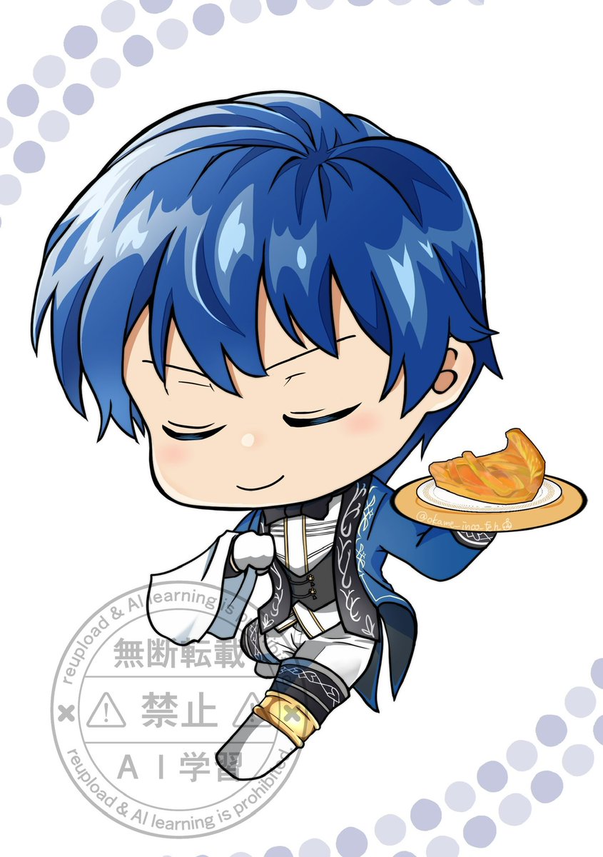 お茶会フィン💙🫖

目がうまくいかなくてこうなりました！
アップルパイはクリスタの素材です🥧🤤

衣装最高に好き…🫶