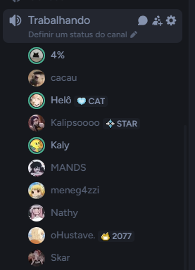 o único serve e call que tá funcionando é essa e pra pra piorar a call se chama ''TRABALHANDO''