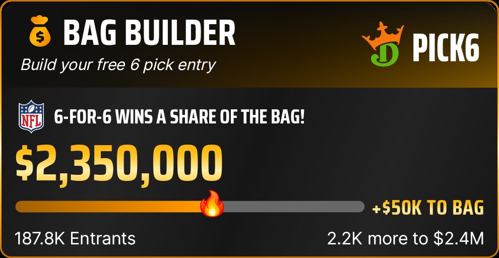 Opt-in and enter for your free shot to split the $2,350,000 bag! pick6.draftkings.com/s/fishspinners…