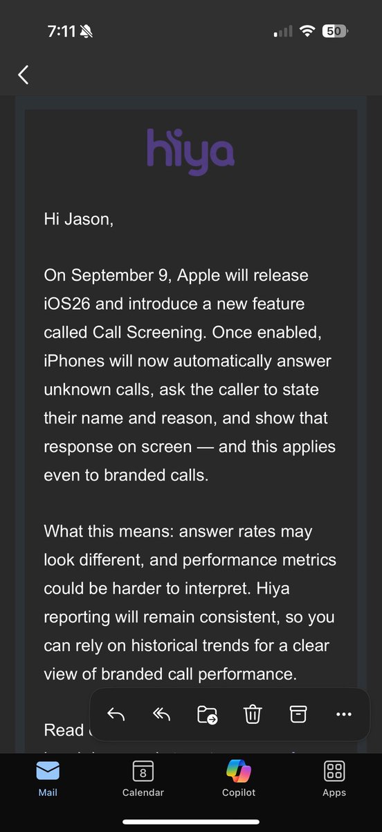 jasonsmcc's tweet photo. Apple’s new iOS Call Screening is brutal.

Unknown calls get auto-screened.

If you can’t explain who you are + why you’re calling in one line… you’re out. https://t.co/lo01whqCV5